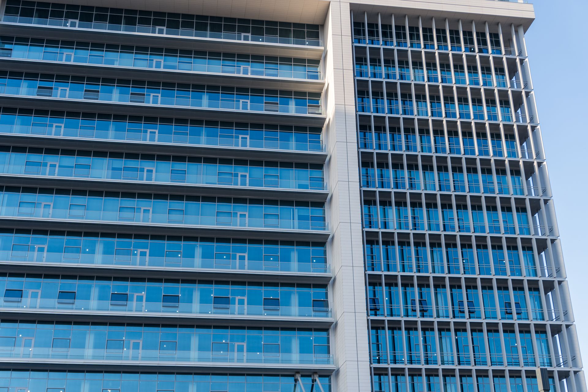 Glass office tower facade